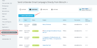 The option of mass mailings through the integration of UniSender and Bitrix24 (Cloud version)